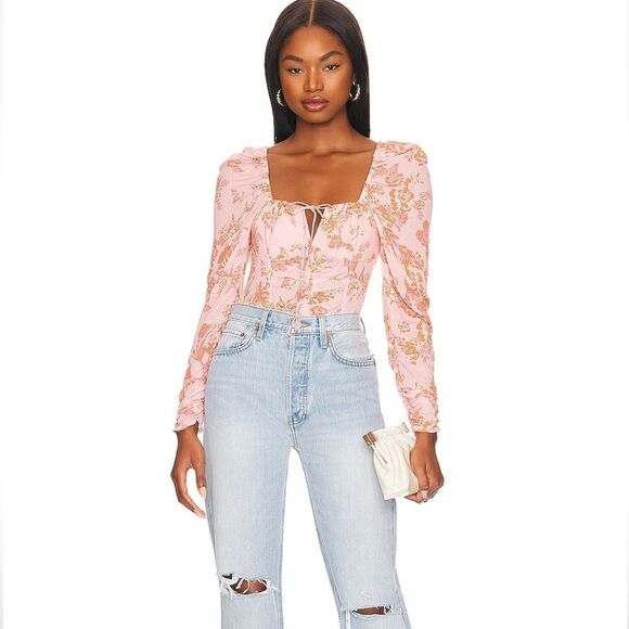 NWT Free People Hilary Pink Printed Top Small - Picture 1 of 12